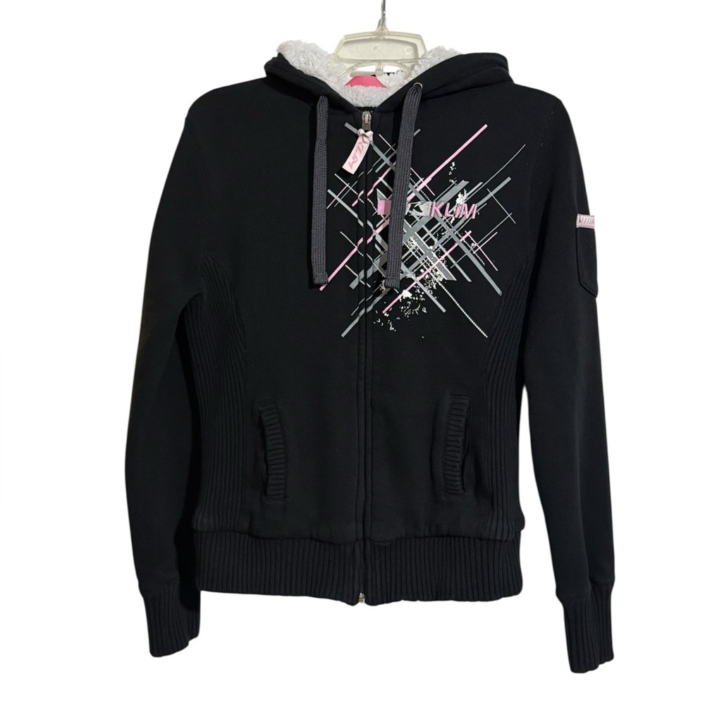 Klim Women's Insulated Athena Hoodie Black Pink Sherpa Lined Medium Super Warm